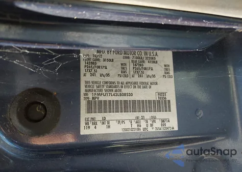 2003 Ford Expedition Eddie Bauer z USA, uszkodzony, nr VIN 1FMFU17L43LB08530